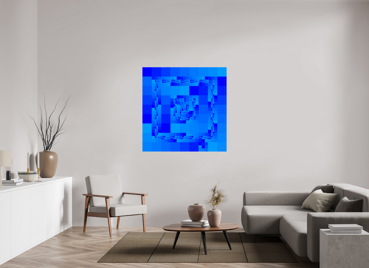 120 x 120 cm, Fotoabzug hinter Acrylglas glänzend, Slim Line silber 121 Rahmen im Rahmen
