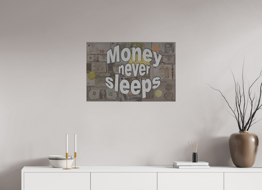 75 x 50 cm, Alu gebü. Money never sleeps