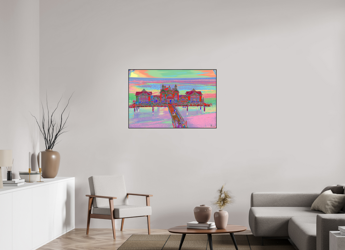 105 x 70 cm, Foto hinter Acryl matt, ArtBox 25mm Profiltiefe schwarz 722 Seebrücke Sellin