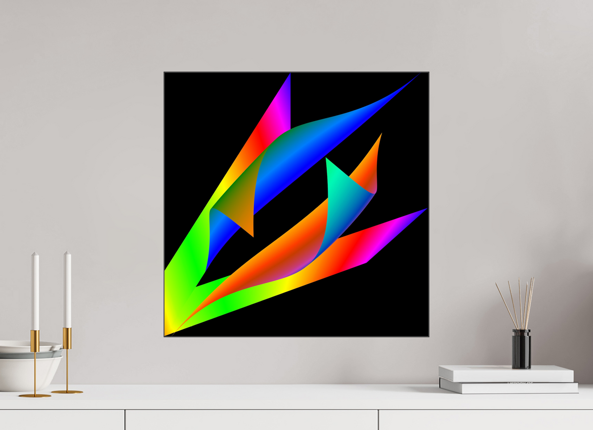50 x 50 cm, Metalic Fotopapier hinter Acrylglas matt, Slimline schwarz 335 Flos Futuri