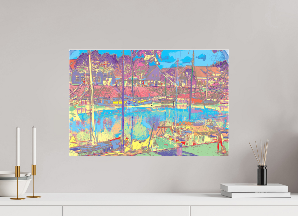 60 x 40 cm, Foto-Abzug hinter Acrylglas matt 730 Carolinensiel Hafen
