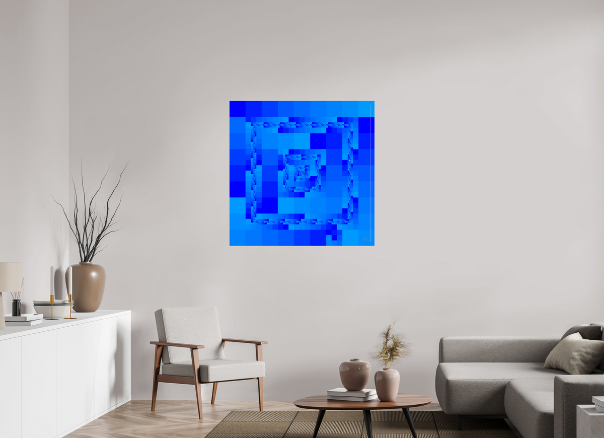 100 x 100 cm, Fotoabzug hinter Acrylglas glänzend, Slim Line silber 121 Rahmen im Rahmen