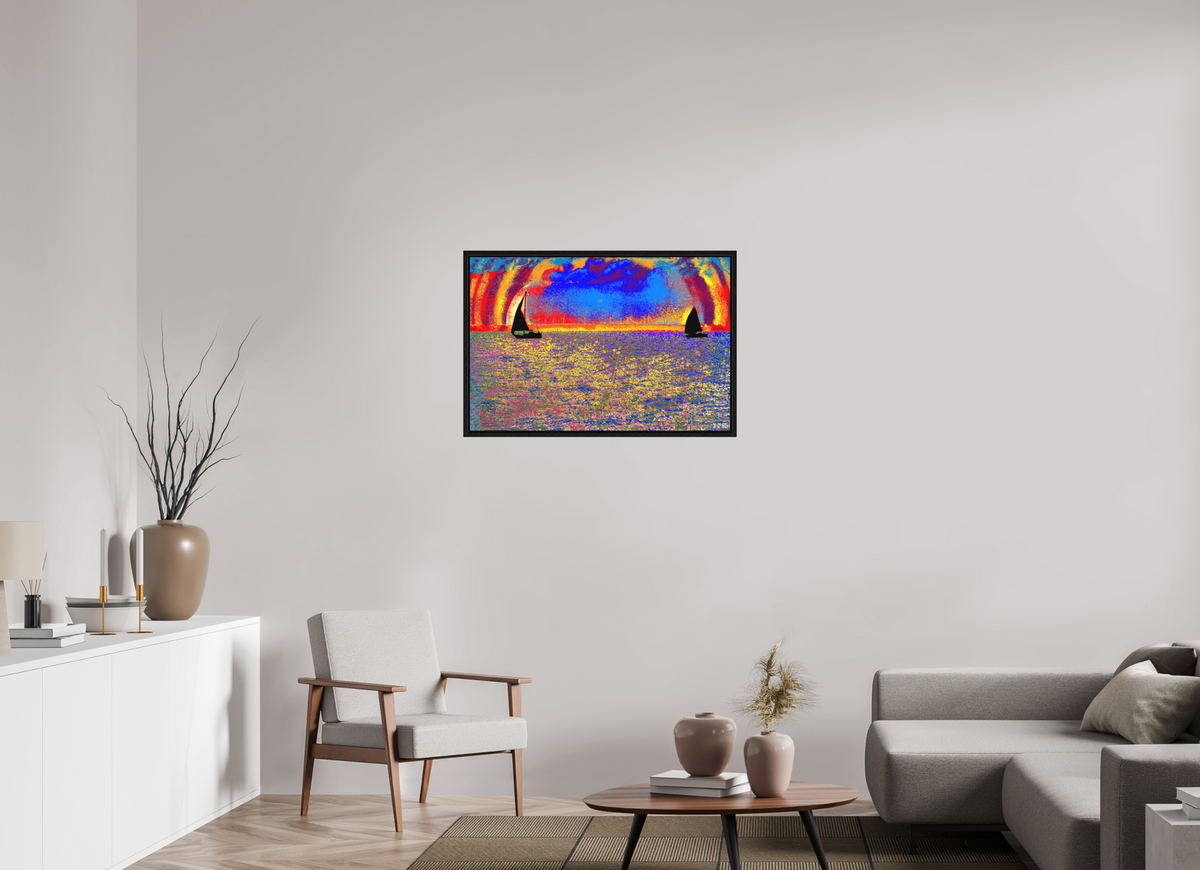 90 x 60 cm, Acryl Matt, Basel 15mm Eiche schwarz 755 Zwei Segel im Meer