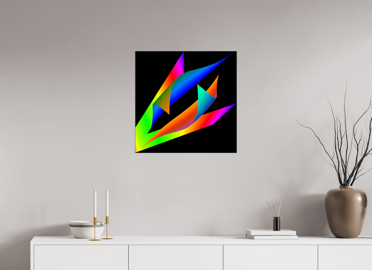60 x 60 cm, Metalic Fotopapier hinter Acrylglas matt, Slimline schwarz 335 Flos Futuri