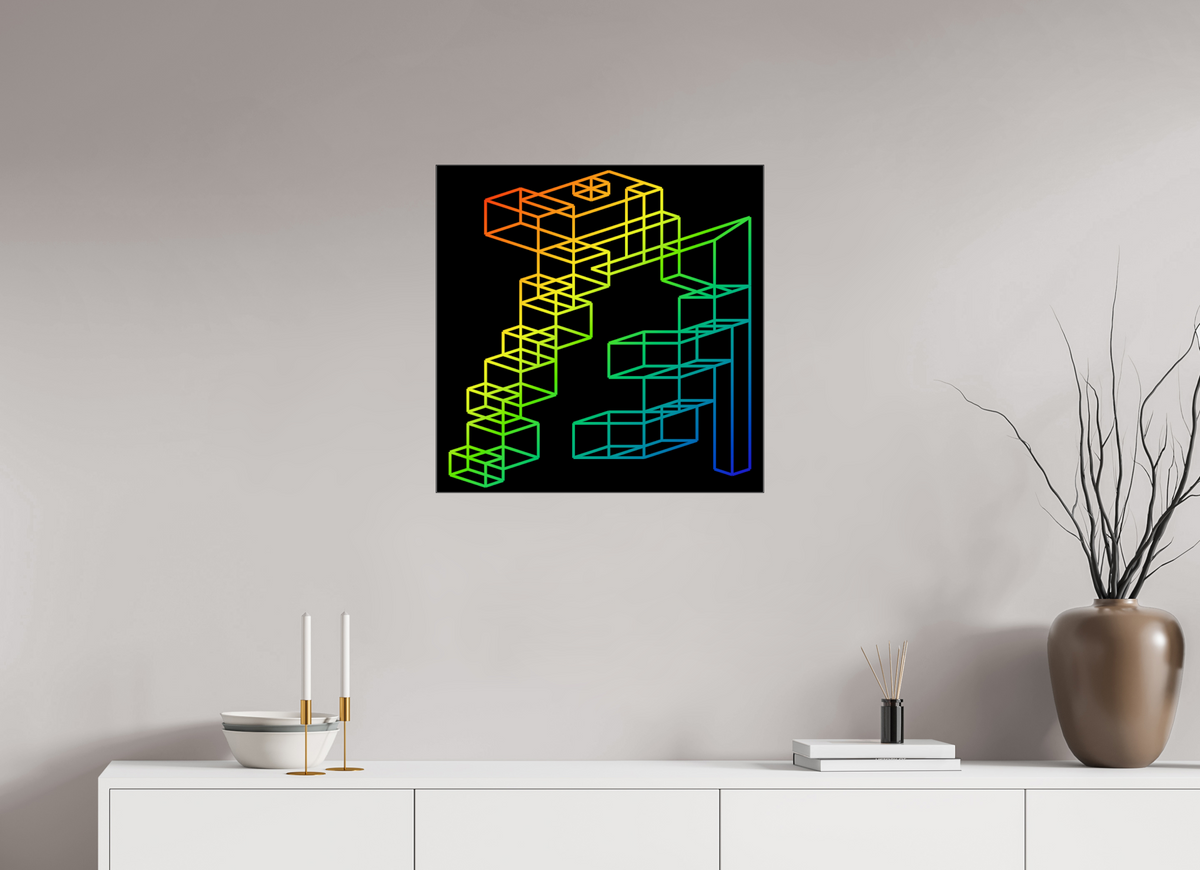 60 x 60 cm, Foto hinter Acryl Glas glänzend, Slim Line schwarz 067 Kubus Kaskade Neu März 2026