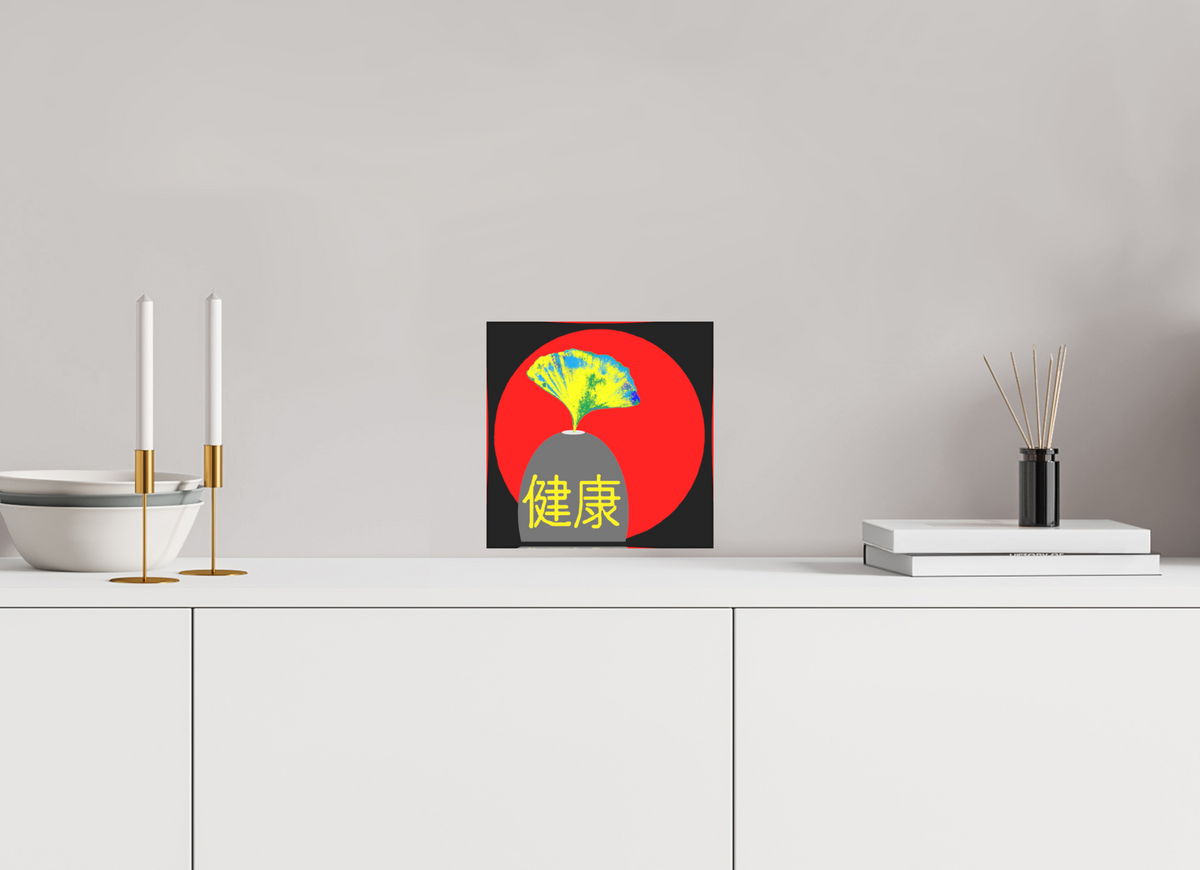 20 x 20 cm, Acylblock mit Geschenkbox Ginko Gesundheit