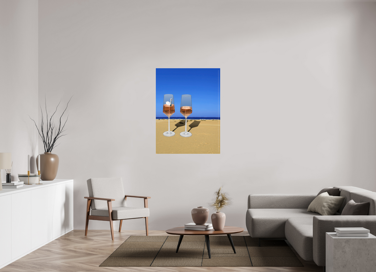 90 x 120 cm, Fotoabzug hinter Acrylglas glänzend, Slim Line silber 150 Champagner Oase