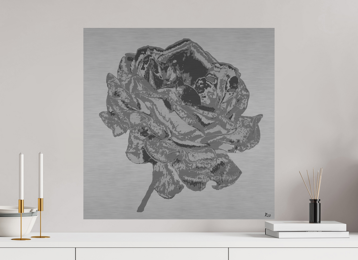 60 x 60 cm, Alu gebü. 312 Silberne Rose