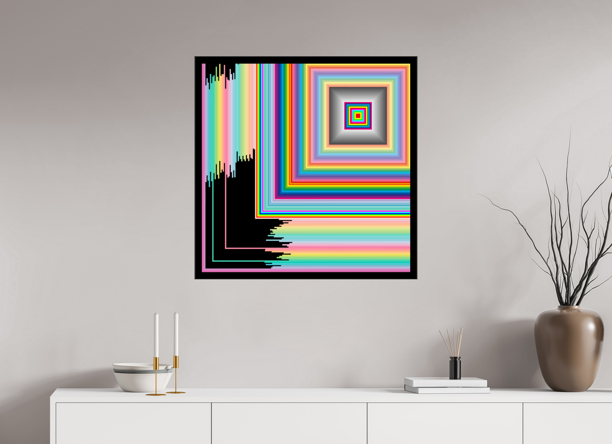 80 x 80 cm, Foto hinter Acryl Glas glänzend, Slim Line schwarz 056 Quadrat Nr. 9 unvollendet