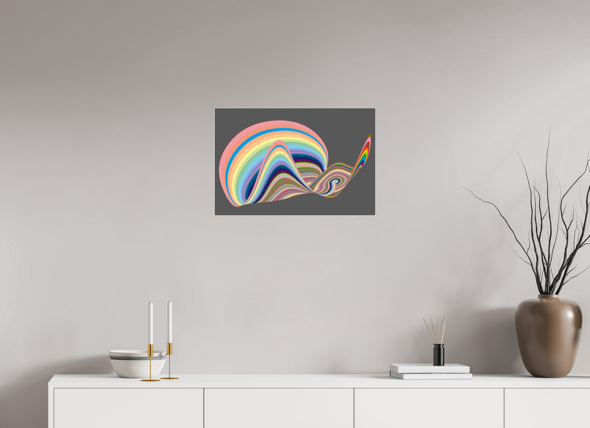 60 x 40 cm, Fotoabzug hinter Acrylglas glänzend, Slim Line silber 084 Tanzende Farben
