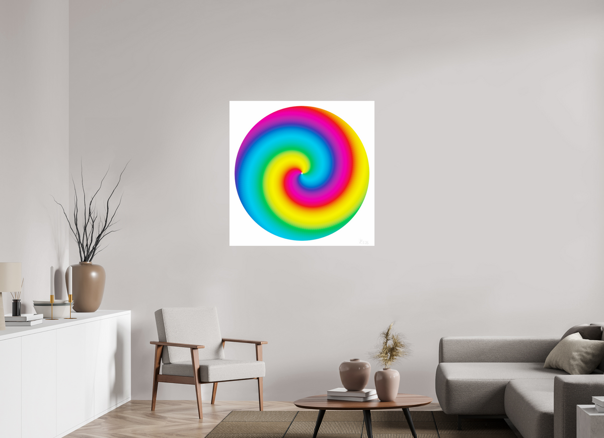 100 x 100 cm, ChromeLuxe HD Metal Print 076 Farbwirbel