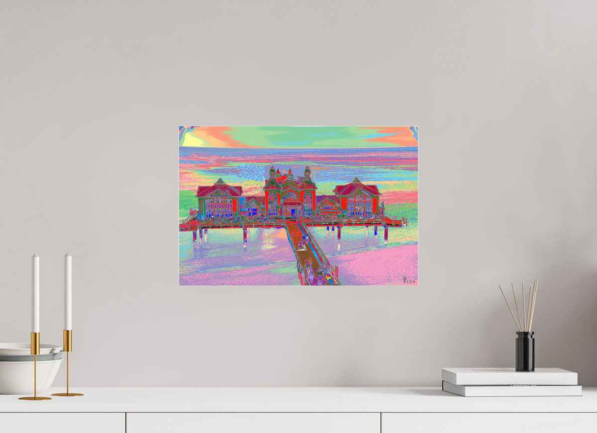 45 x 30 cm, Foto-Abzug hinter Acrylglas matt 722 Seebrücke Sellin