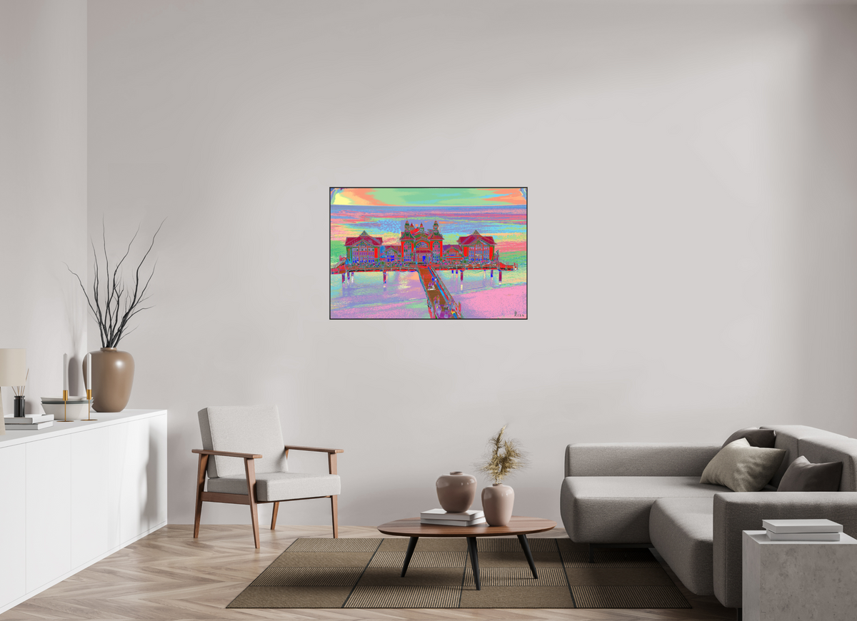 120 x 80 cm, Foto hinter Acryl matt, ArtBox 25mm Profiltiefe schwarz 722 Seebrücke Sellin