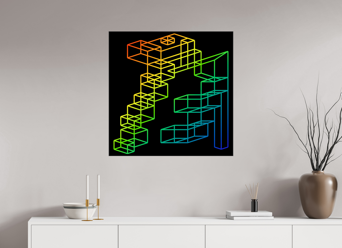 80 x 80 cm, Foto hinter Acryl Glas glänzend, Slim Line schwarz 067 Kubus Kaskade Neu März 2026