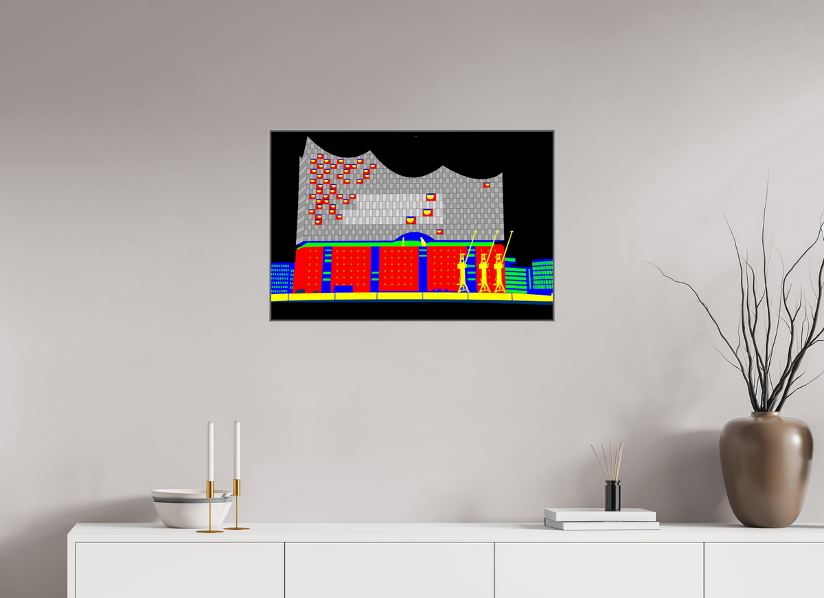 75 x 50 cm, Acryl Bild, ArtBox Rahmen Silber Tiefe 25mm 750 Elbphilamonie