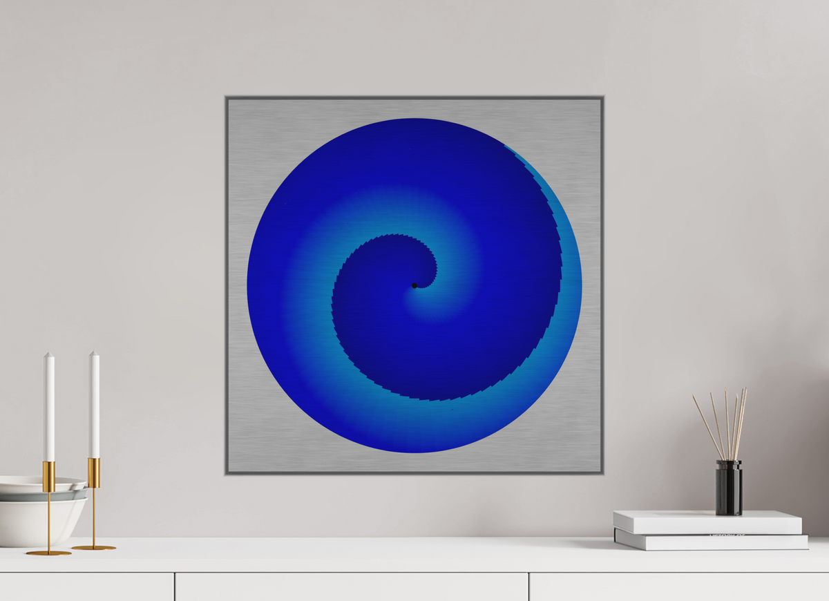 50 x 50 cm, Alu Dibond gebürstet, ArtBox Profiltiefe 25mm Silber 065 Blaue Galaxie