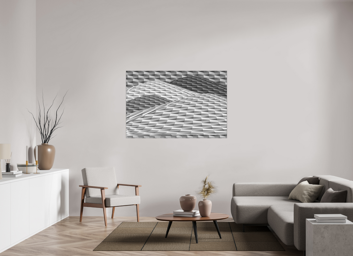 150 x 100 cm, Ilford sw Papier, Acryl glänzend, SlimLine schwarz 139 Geometrische Bewegung