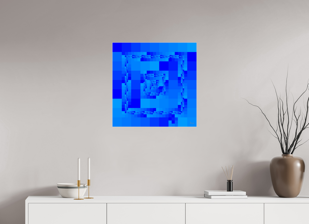 60 x 60 cm, Fotoabzug hinter Acrylglas glänzend, Slim Line silber 121 Rahmen im Rahmen