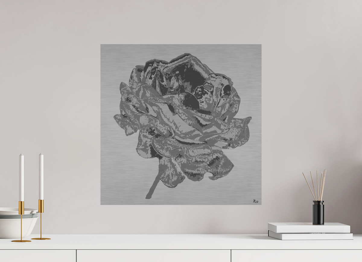 50 x 50 cm, Alu gebü. 312 Silberne Rose