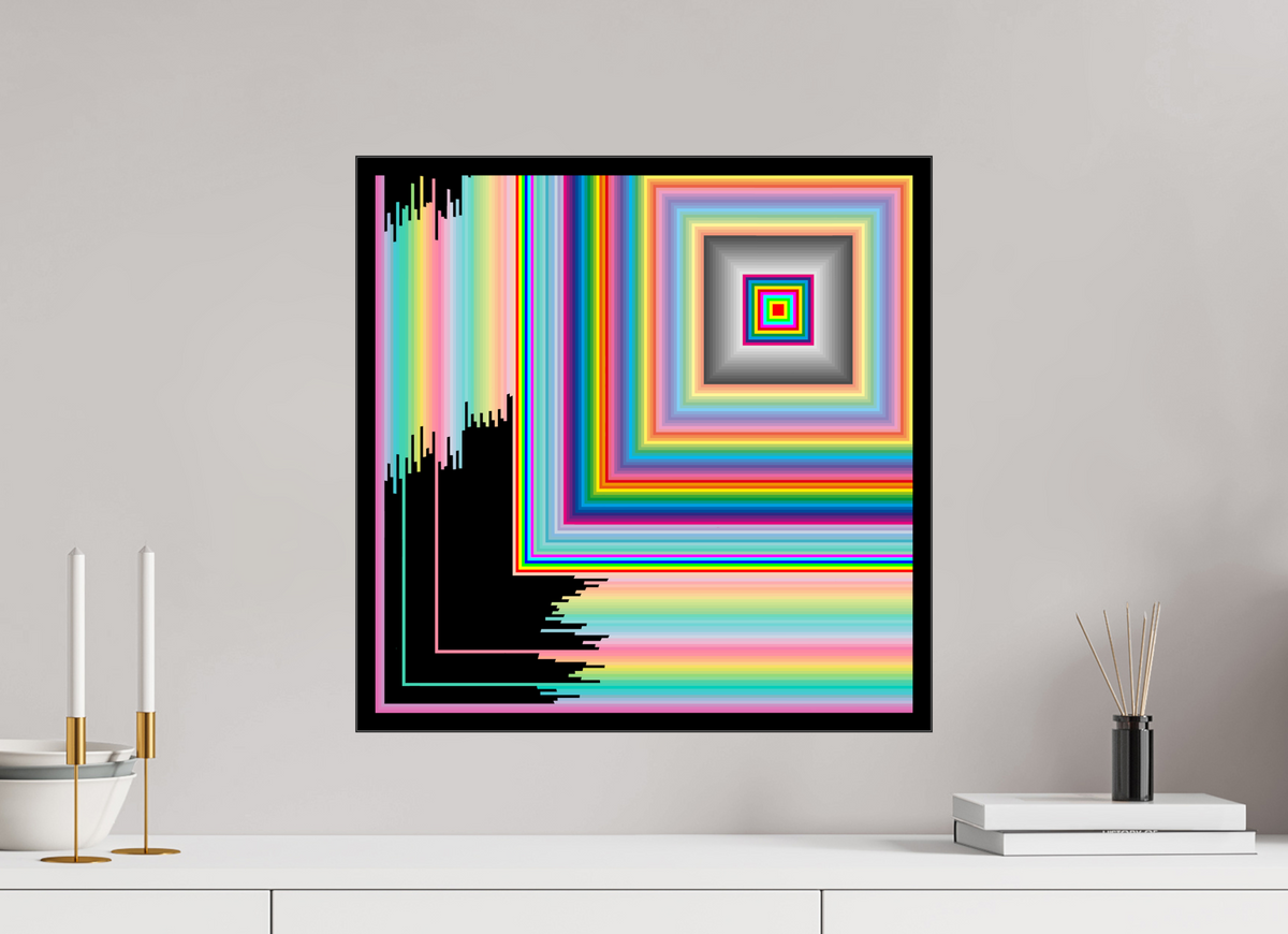 50 x 50 cm, Foto hinter Acryl Glas glänzend, Slim Line schwarz 056 Quadrat Nr. 9 unvollendet