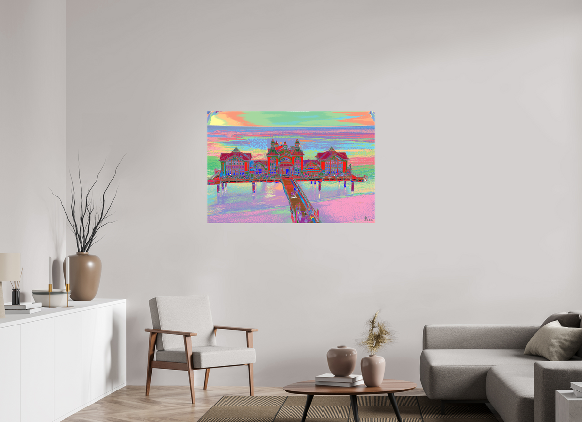 120 x 80 cm, Foto-Abzug hinter Acrylglas matt 722 Seebrücke Sellin