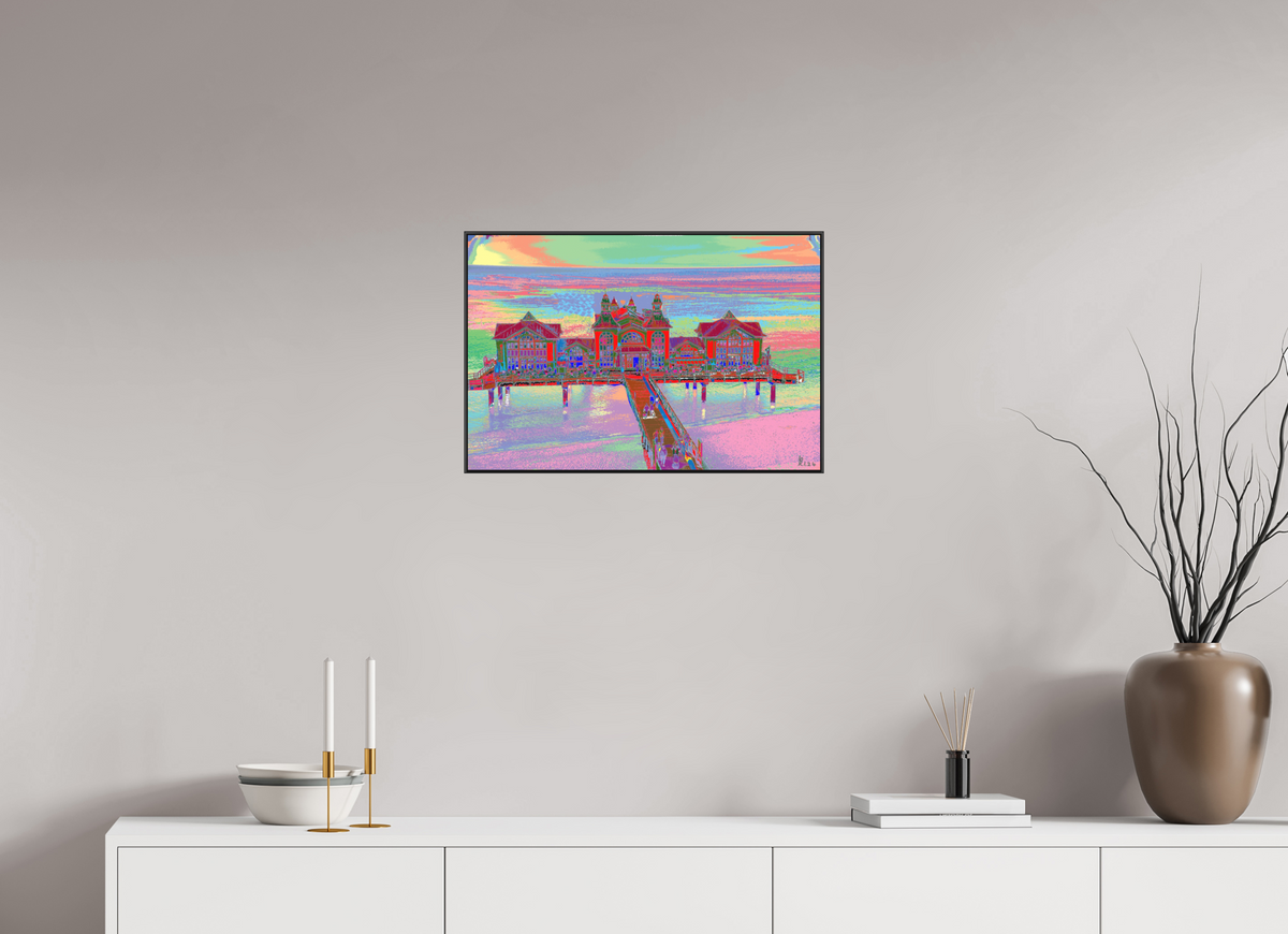 60 x 40 cm, Foto hinter Acryl matt, ArtBox 25mm Profiltiefe schwarz 722 Seebrücke Sellin