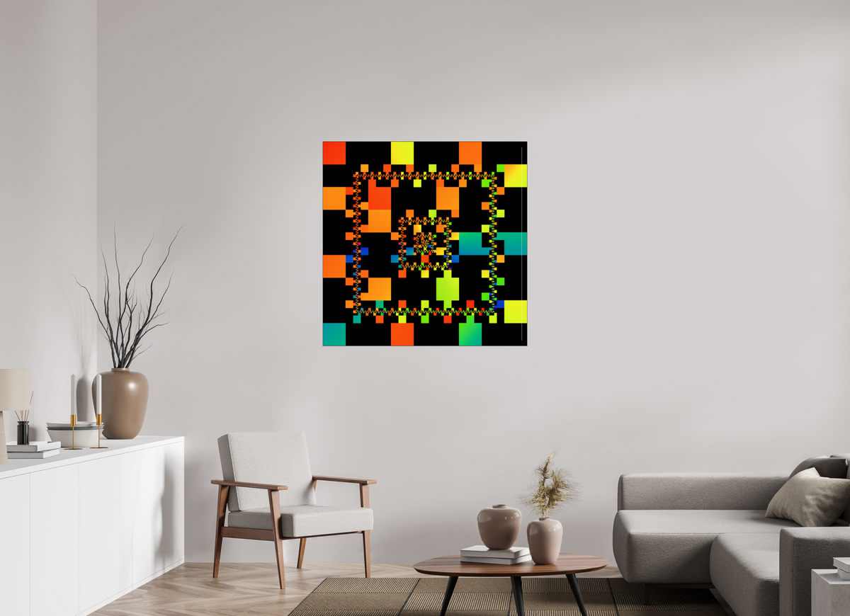 100 x 100 cm, Foto hinter Acryl Glas glänzend, Slim Line schwarz 073 Stadt bei Nacht NEU März 2026