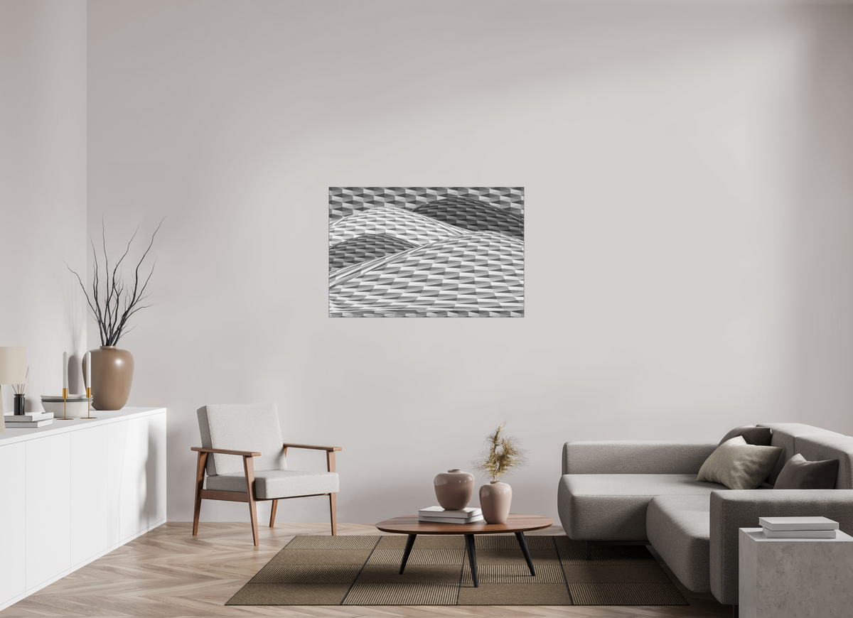 120 x 80 cm, Ilford sw Papier, Acryl glänzend, SlimLine schwarz 139 Geometrische Bewegung