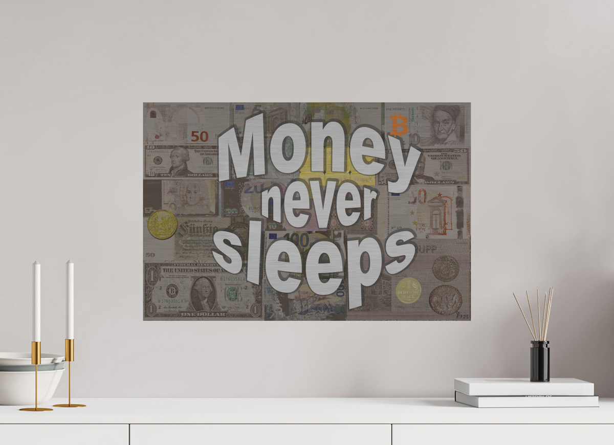 60 x 40 cm, Alu gebü. Money never sleeps
