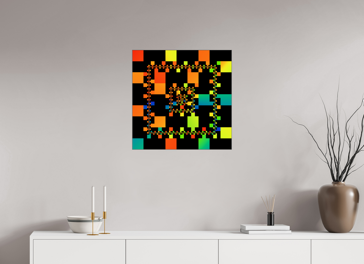 60 x 60 cm, Foto hinter Acryl Glas glänzend, Slim Line schwarz 073 Stadt bei Nacht NEU März 2026