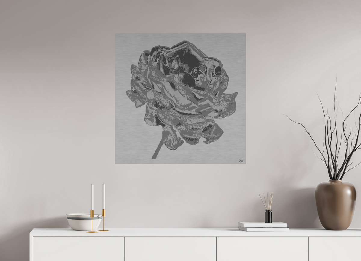 80 x 80 cm, Alu gebü. 312 Silberne Rose