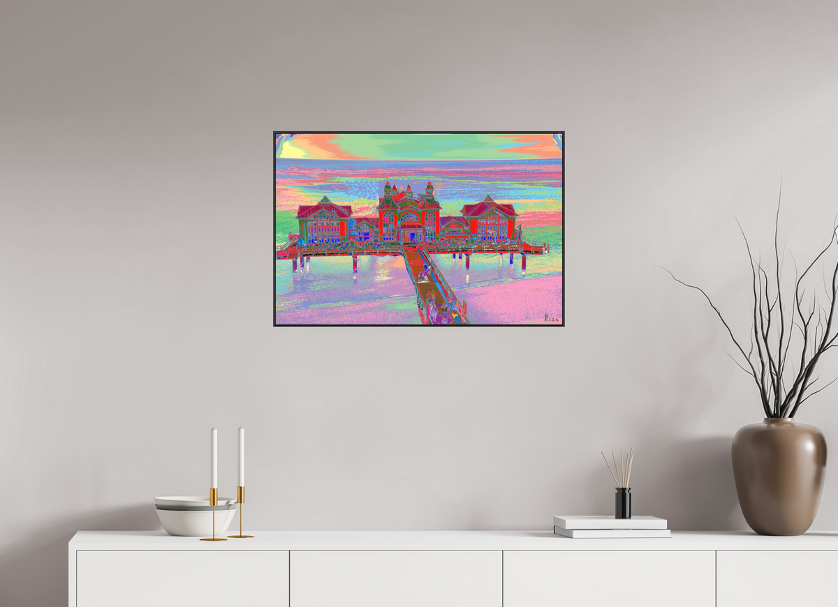 75 x 50 cm, Foto hinter Acryl matt, ArtBox 25mm Profiltiefe schwarz 722 Seebrücke Sellin