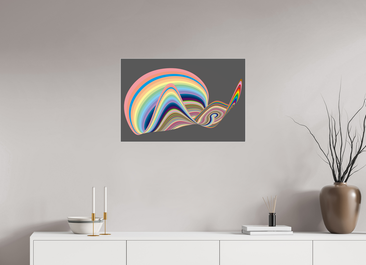 75 x 50 cm, Fotoabzug hinter Acrylglas glänzend, Slim Line silber 084 Tanzende Farben