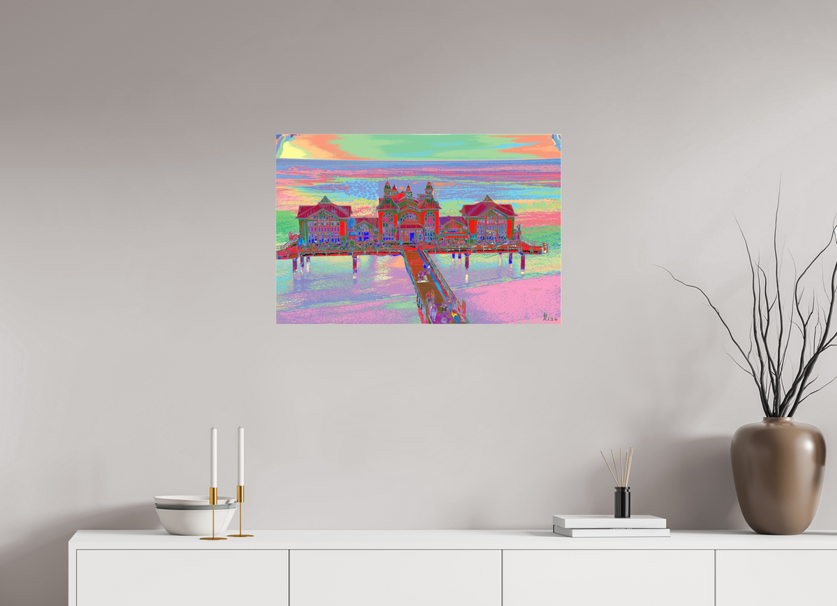 75 x 50 cm, Foto-Abzug hinter Acrylglas matt 722 Seebrücke Sellin