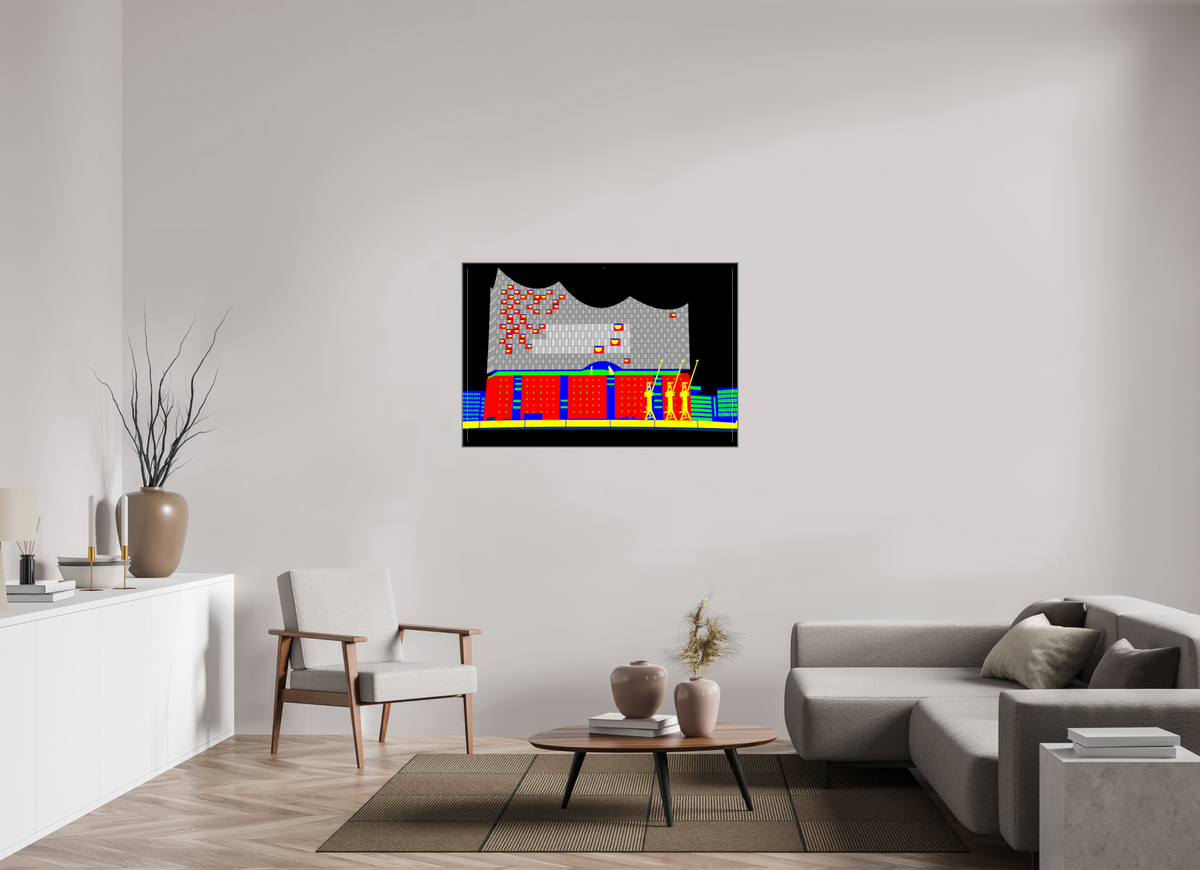 120 x 80 cm, Acryl Bild, ArtBox Rahmen Silber Tiefe 25mm 750 Elbphilamonie