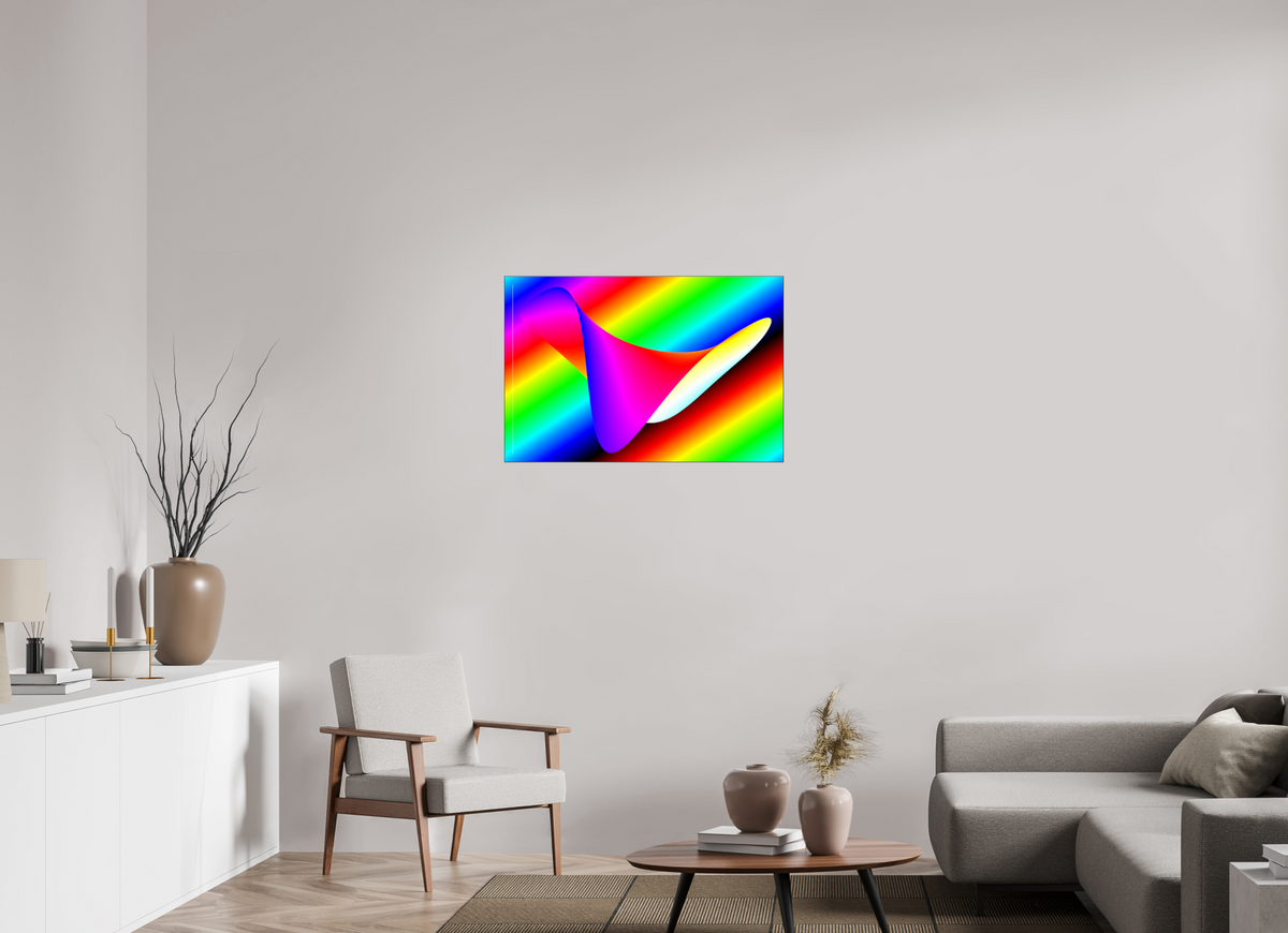 90 x 60 cm, Foto hinter Acryl Glas glänzend, Slim Line schwarz 080 Die Welle