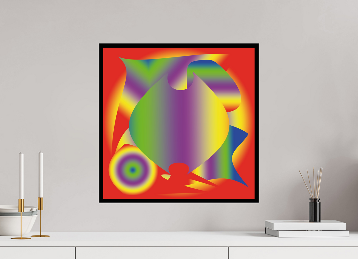 50 x 50 cm, Foto hinter Acryl Glas glänzend, Slim Line schwarz 063 Hoffnungsvolles Chaos