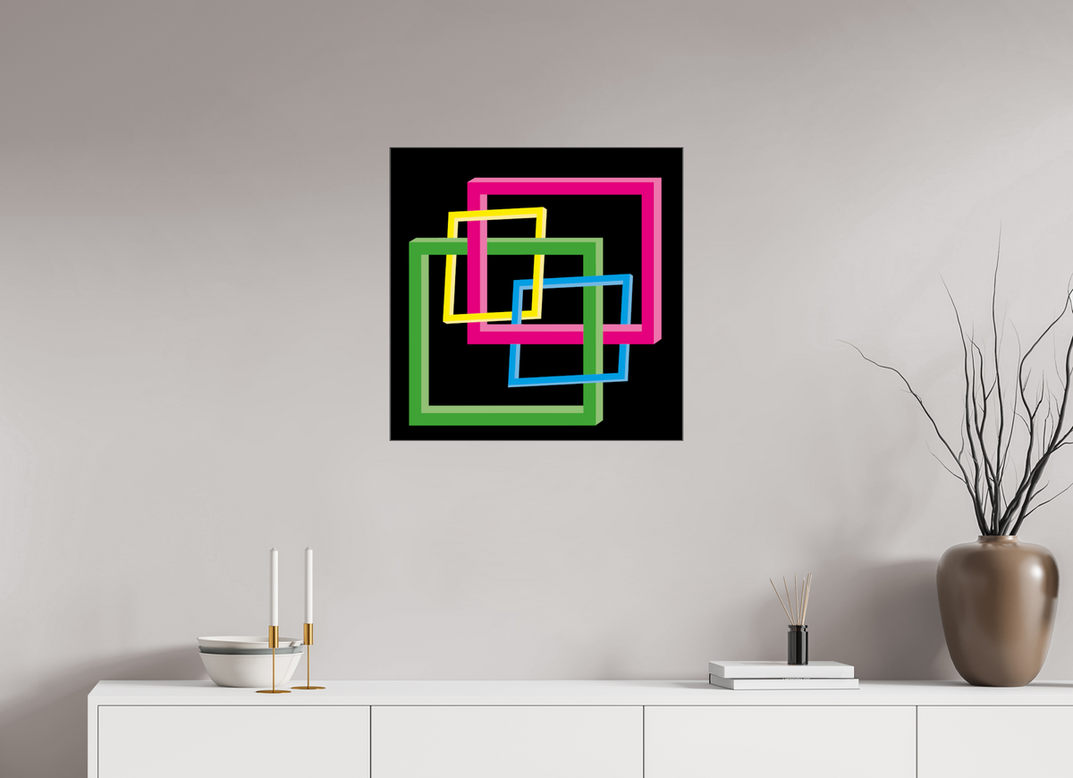 60 x 60 cm, Foto hinter Acryl Glas glänzend, Slim Line schwarz 040 Verschränkte Spektren