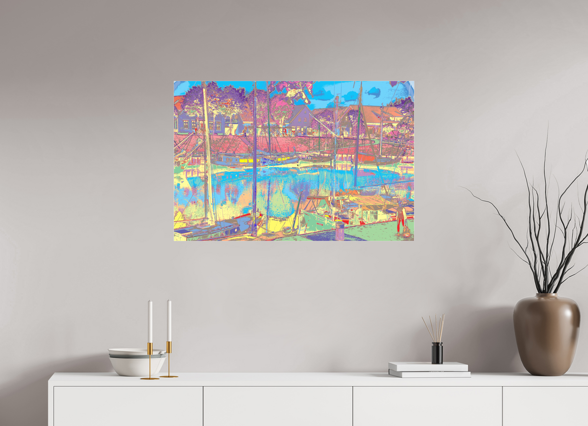 90 x 60 cm, Foto-Abzug hinter Acrylglas matt 730 Carolinensiel Hafen
