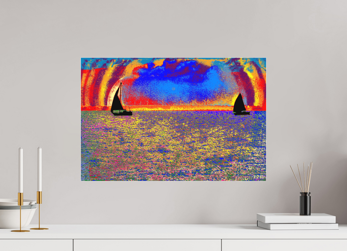 60 x 40 cm, Foto-Abzug hinter Acrylglas matt 755 Zwei Segel im Meer