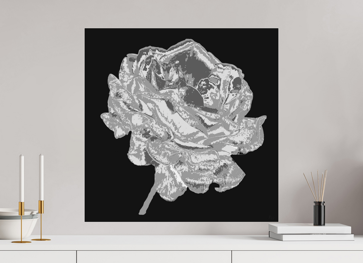 60 x 60 cm, il sw Papier Acryl glänzend 341 Graue Rose