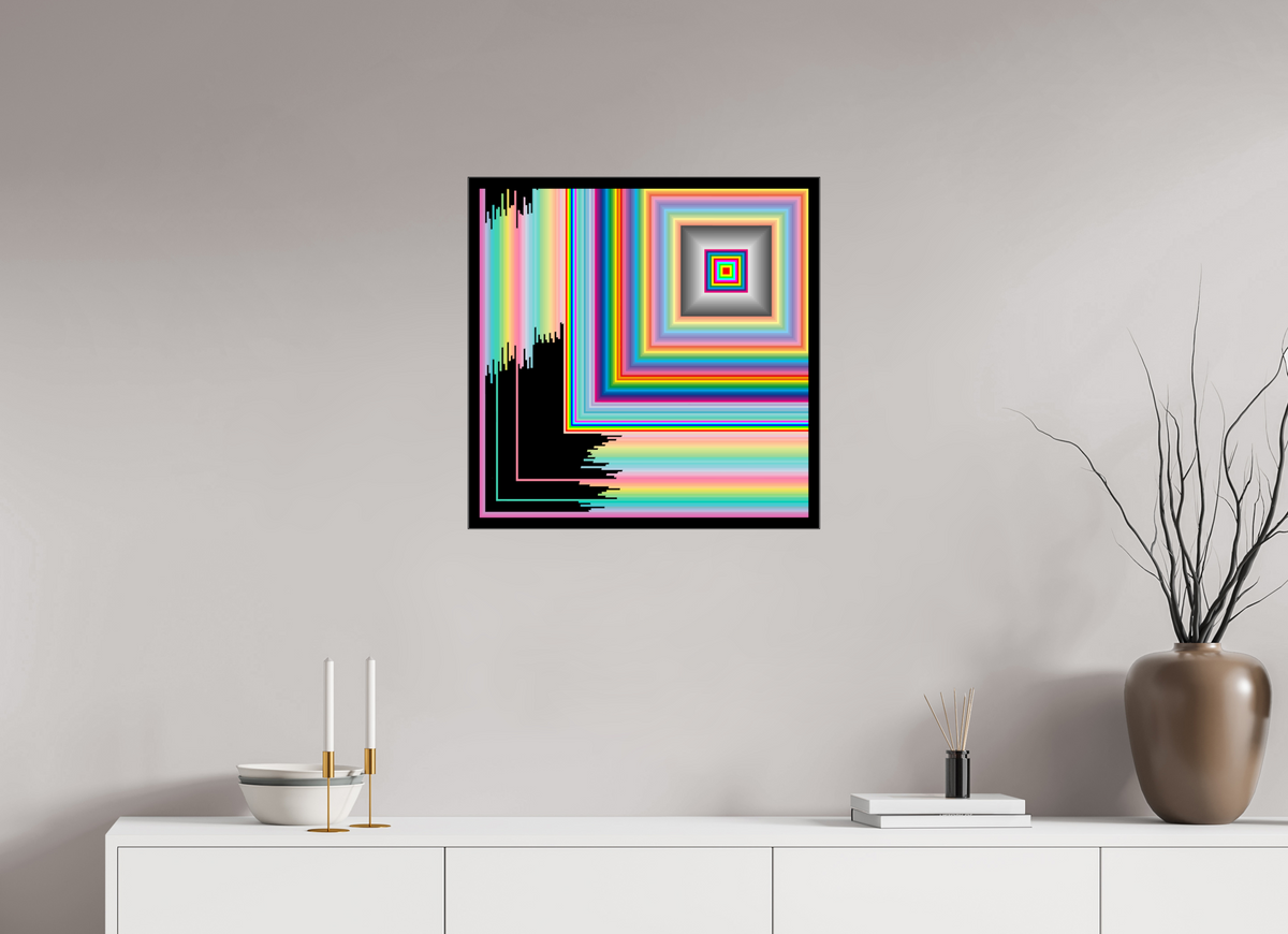 60 x 60 cm, Foto hinter Acryl Glas glänzend, Slim Line schwarz 056 Quadrat Nr. 9 unvollendet