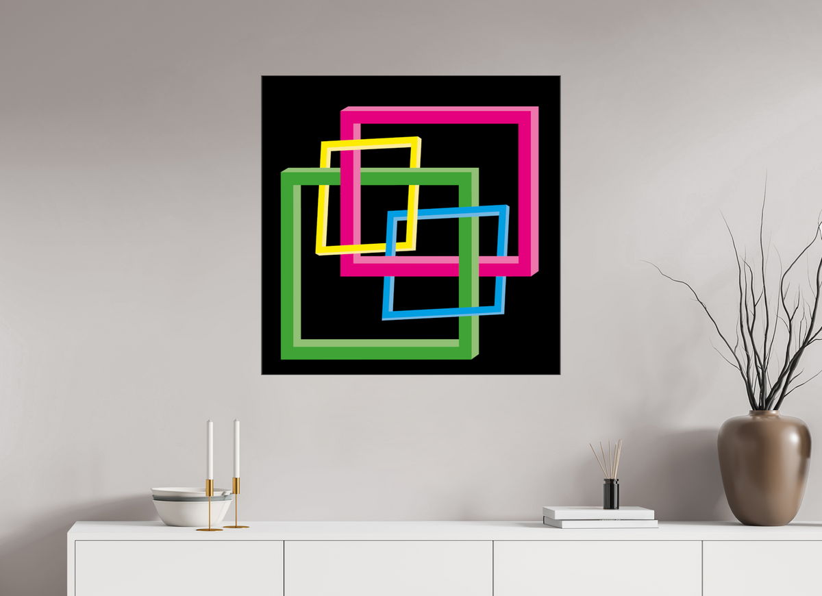 80 x 80 cm, Foto hinter Acryl Glas glänzend, Slim Line schwarz 040 Verschränkte Spektren