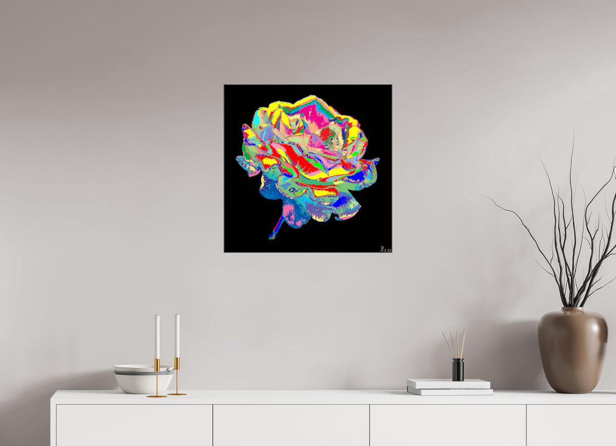 60 x 60 cm, Foto hinter Acryl Glas glänzend, Slim Line schwarz 310 Digitale Blütenpracht
