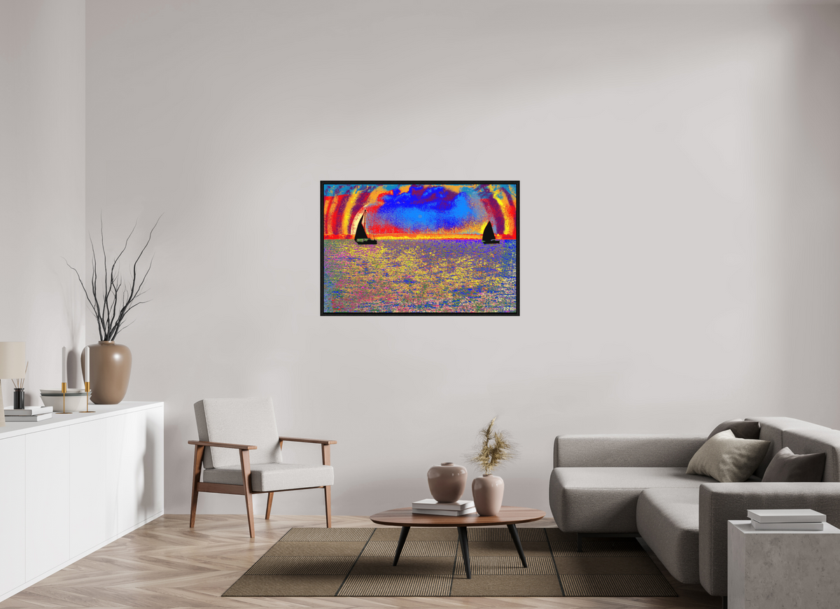 120 x 80 cm, Acryl Matt, Basel 15mm Eiche schwarz 755 Zwei Segel im Meer