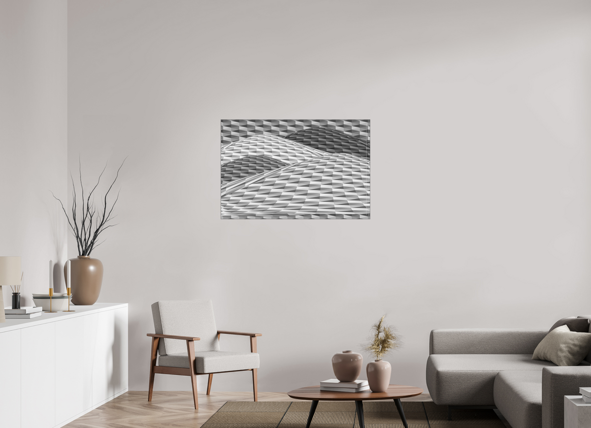 105 x 70 cm, Ilford sw Papier, Acryl glänzend, SlimLine schwarz 139 Geometrische Bewegung