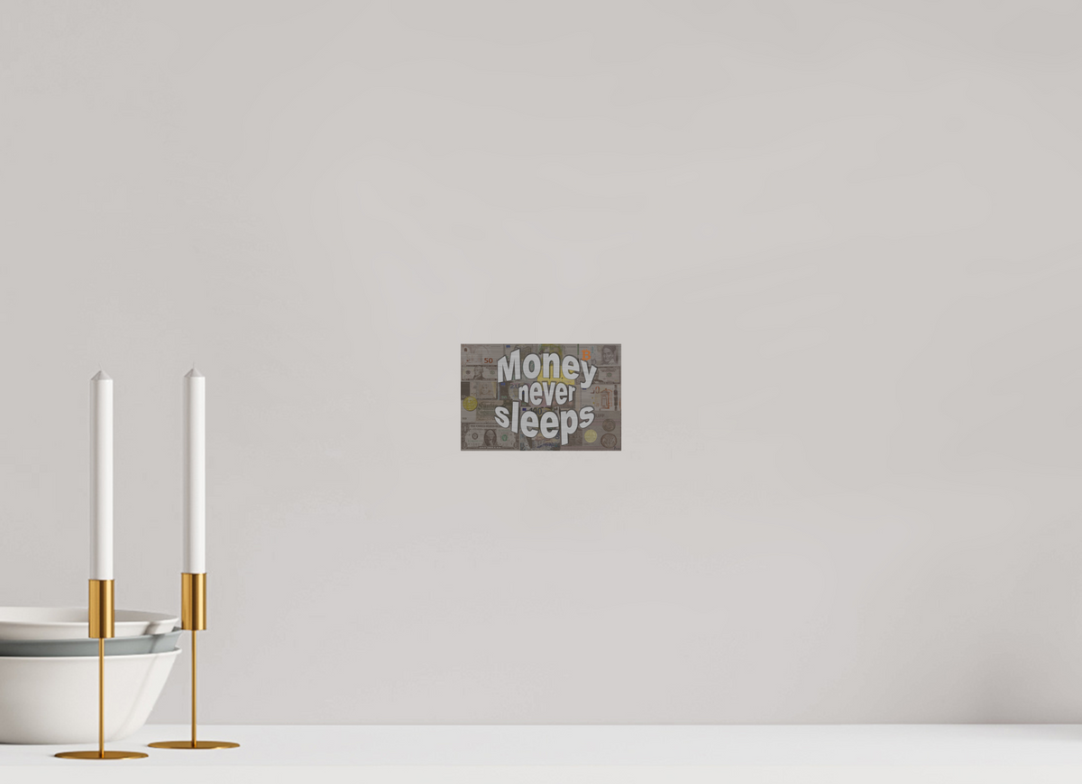 15 x 10 cm, Alu gebü. Money never sleeps