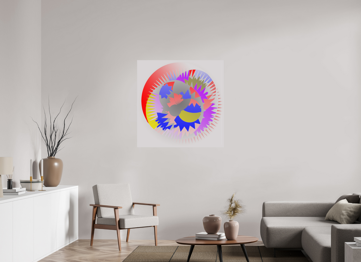 100 x 100 cm, Fotoabzug hinter Acrylglas glänzend, Slim Line silber 074 Farbverläufe 2