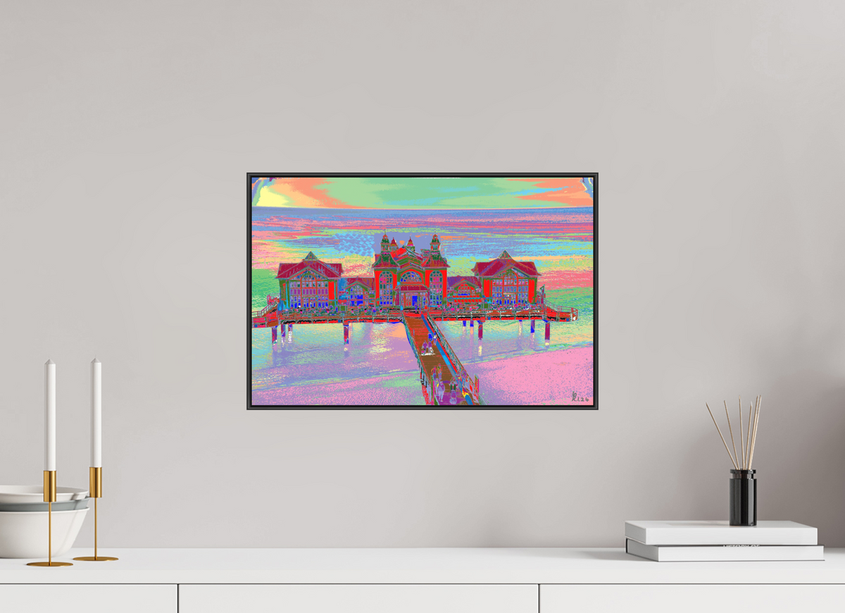 45 x 30 cm, Foto hinter Acryl matt, ArtBox 25mm Profiltiefe schwarz 722 Seebrücke Sellin