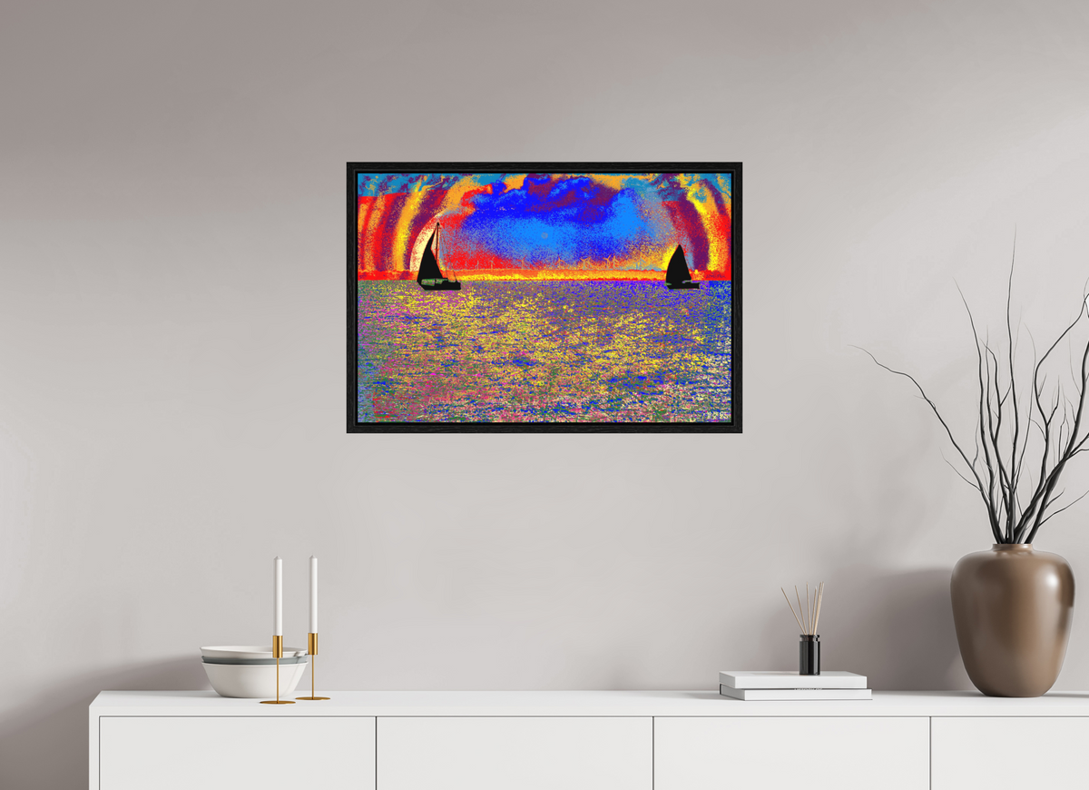 75 x 50 cm, Acryl Matt, Basel 15mm Eiche schwarz 755 Zwei Segel im Meer